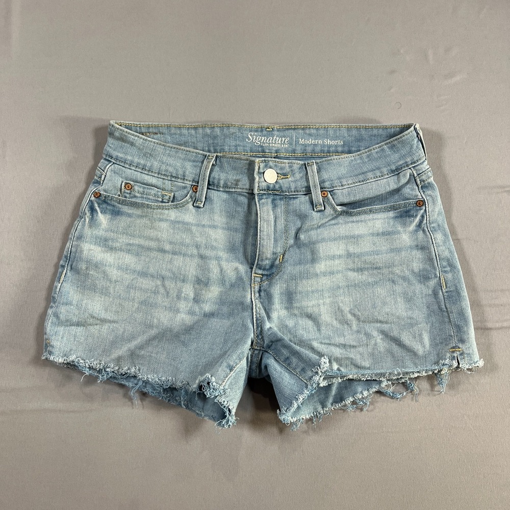 Signature By Levi Strauss & Co. Modern Shorts Womens 2x26 Blue Cotton Mid Rise